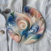 水彩ファンタジーフローラパステルブルー&クリーム 缶バッジ (インサイチュ)