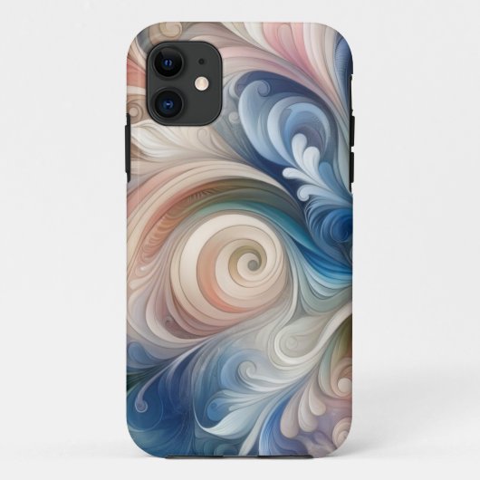 水彩ファンタジーフローラパステルブルー&クリーム Case-Mate iPhoneケース (裏面)