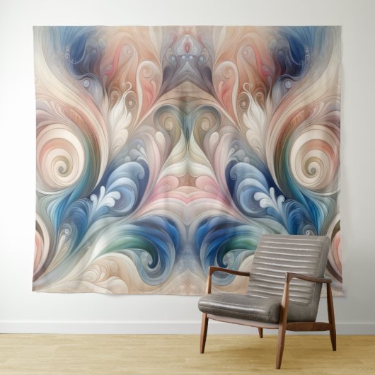 水彩ファンタジーフローラロマンチックパターン タペストリー (インサイチュ(横))