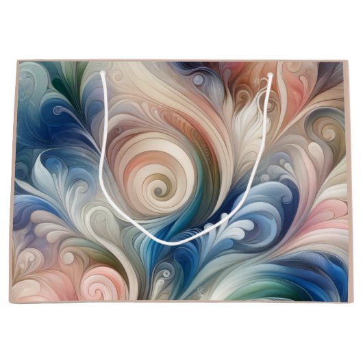 水彩ファンタジーフローラロマンチックパターン ラージペーパーバッグ (正面)