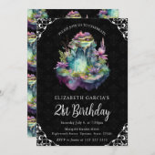 水彩ファンタジー妖精の噴水 21歳の誕生日 招待状 (正面/裏面)