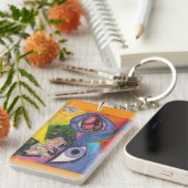 水彩ファンタジー寸法オパール超現実 キーホルダー (正面右)