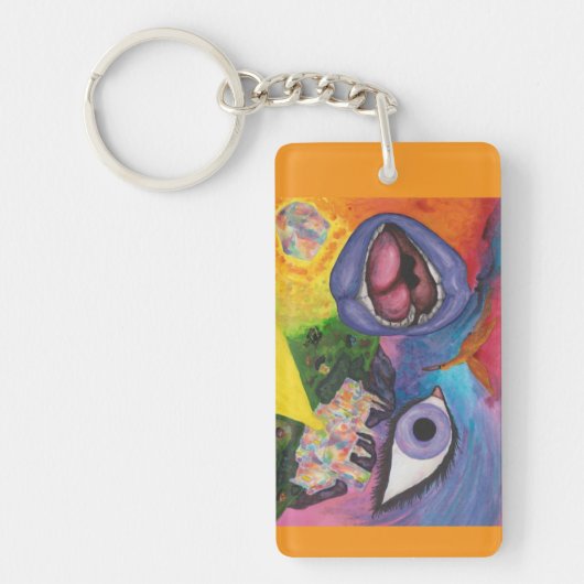 水彩ファンタジー寸法オパール超現実 キーホルダー (正面)