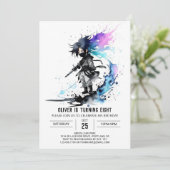 水彩ファンタジー忍者少年デジタル誕生日 招待状 (スタンド正面)