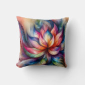 水彩ファンタジー抽象芸術モダンフラクタルフラワー クッション (正面)