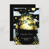 水彩ファンタジー森林の誕生日 サンキューカード (正面/裏面)