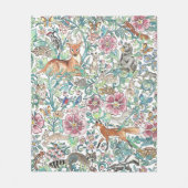 水彩ファンタジー森林動物森林フローラ フリースブランケット (正面)