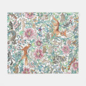 水彩ファンタジー森林動物森林フローラ フリースブランケット (正面(横))