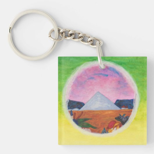 水彩ファンタジー次元ピラミッドの夢の世界 キーホルダー (正面)