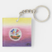 水彩ファンタジー次元ピラミッドの夢の世界 キーホルダー (裏面)