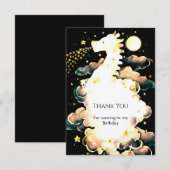 水彩ファンタジー　ドラゴン　誕生日 サンキューカード (正面/裏面)