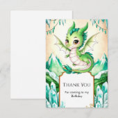 水彩ファンタジー ドラゴン 誕生日 サンキューカード (正面/裏面)