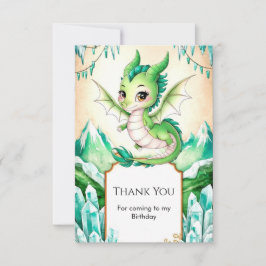 水彩ファンタジー ドラゴン 誕生日 サンキューカード