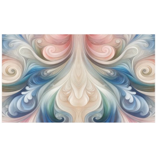 水彩ファンタジー フラワーパステル ブルー＆クリーム テーブルクロス (正面(横))