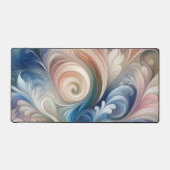 水彩ファンタジー フラワーパステル ブルー＆クリーム デスクマット (正面)