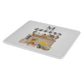 水彩ファーマーズマーケットフローラカートモノグラム カッティングボード (角)