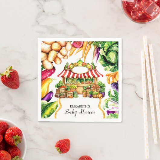 水彩ファーマーズマーケットベビーシャワー スタンダードカクテルナプキン (インサイチュ)