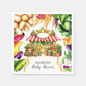 水彩ファーマーズマーケットベビーシャワー スタンダードカクテルナプキン (正面)