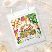 水彩ファーマーズマーケットベビーシャワー フェイバーバッグ (クリップ留めされた状態)