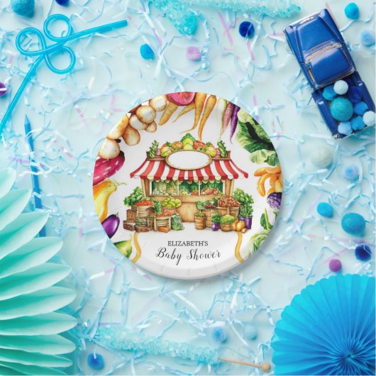 水彩ファーマーズマーケットベビーシャワー ペーパープレート (パーティー)