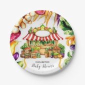 水彩ファーマーズマーケットベビーシャワー ペーパープレート (正面)