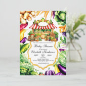 水彩ファーマーズマーケットベビーシャワー 招待状 (スタンド正面)