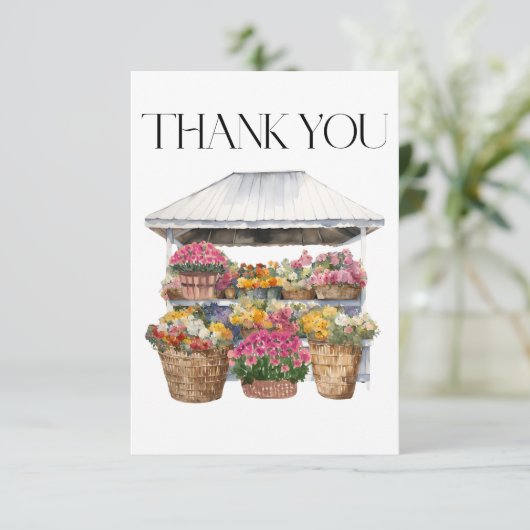 水彩ファーマーズマーケット花屋フローラ サンキューカード (スタンド正面)