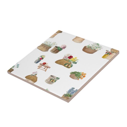 水彩ファーマーズマーケット花籠 タイル (側面)