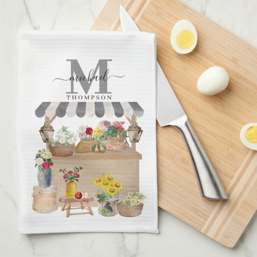 水彩ファーマーズマーケット花車キッチン キッチンタオル (四つ折り)
