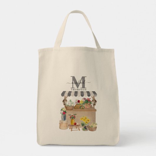 水彩ファーマーズマーケット花車キッチン トートバッグ (裏面)