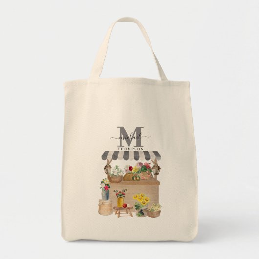 水彩ファーマーズマーケット花車キッチン トートバッグ (正面)
