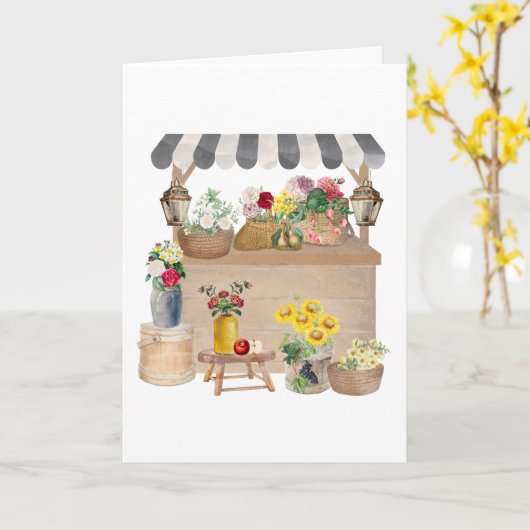 水彩ファーマーズマーケット花車立 カード (黄色い花)