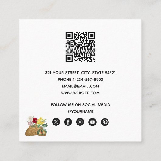 水彩ファーマーズマーケット花車立 スクエア名刺 (裏面)