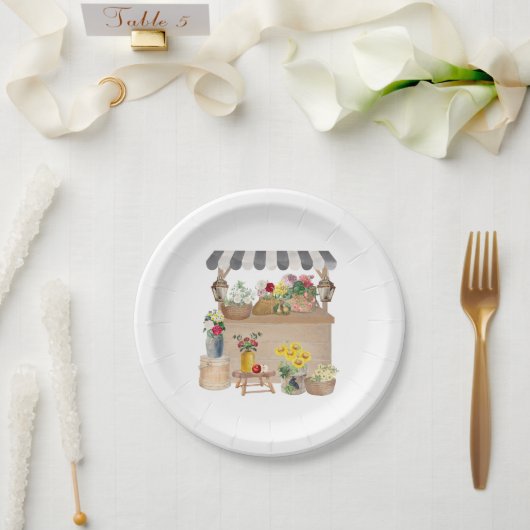 水彩ファーマーズマーケット花車立 ペーパープレート (ウェディング)