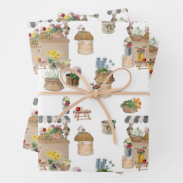 水彩ファーマーズマーケット花車立 ラッピングペーパーシート