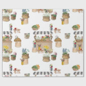 水彩ファーマーズマーケット花車立 ラッピングペーパー (フラット)