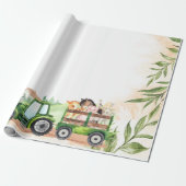 水彩ファームアニマルトラクター ラッピングペーパー (アンロールド)