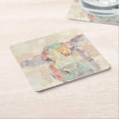 水彩ファームコラージュカウズ スクエアペーパーコースター (アングル)