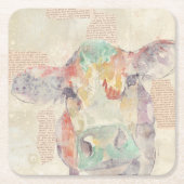 水彩ファームコラージュカウズ スクエアペーパーコースター (正面)