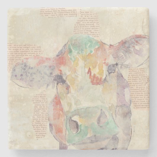 水彩ファームコラージュカウズ ストーンコースター (正面)