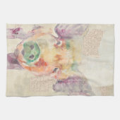 水彩ファームコラージュピッグ キッチンタオル (横)