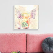 水彩ファームコラージュピッグ キャンバスプリント (インサイチュ (リビング))