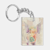 水彩ファームコラージュピッグ キーホルダー (正面左)