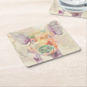 水彩ファームコラージュピッグ スクエアペーパーコースター (アングル)