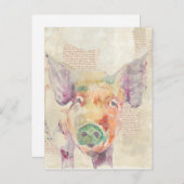 水彩ファームコラージュピッグ ポストカード (正面/裏面)