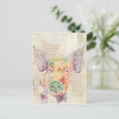 水彩ファームコラージュピッグ ポストカード (スタンド正面)