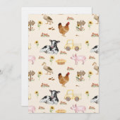 水彩ファームシーン シームレスパターン 招待状 (正面/裏面)