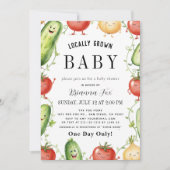 水彩ファームフレッシュガーデン かわいいベビーシャワー 招待状 (正面)