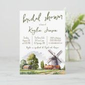 水彩ファームランドスケープブライダルシャワー招待 招待状 (スタンド正面)
