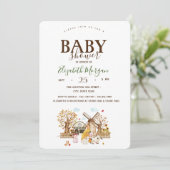 水彩ファーム動物のストール赤ちゃんシャワー 招待状 (スタンド正面)